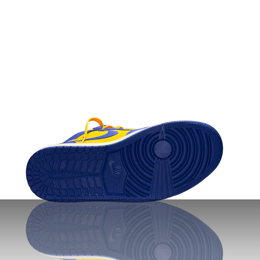 Nike Air Jordan 1 Retro High OG Reverse Laney Damen-Sneaker in Blau-Gelb – Detailansicht