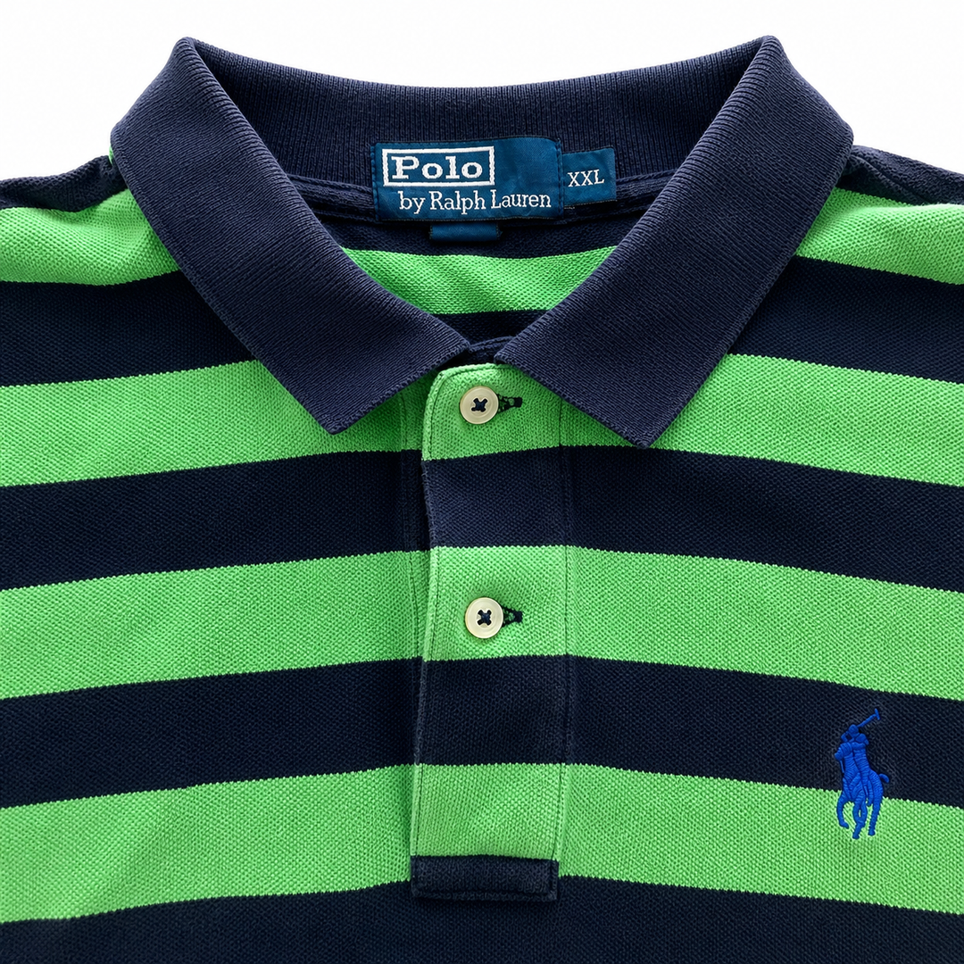Vintage Polo Ralph Lauren Striped Polo Shirt Green/Navy