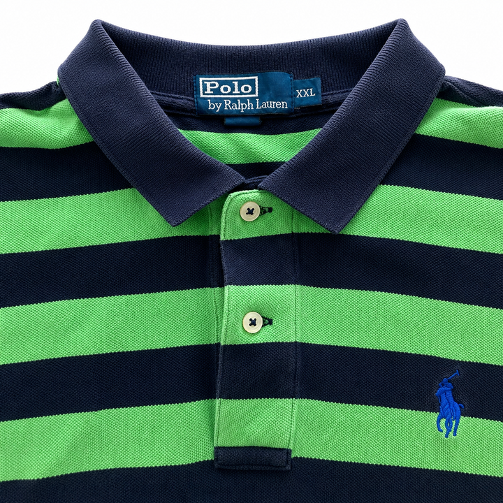 Vintage Polo Ralph Lauren Striped Polo Shirt Green/Navy