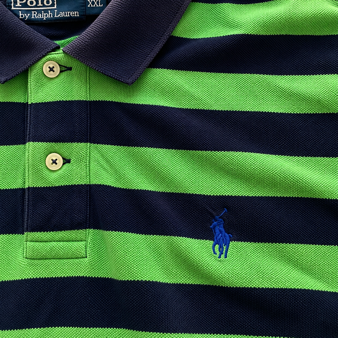 Vintage Polo Ralph Lauren Striped Polo Shirt Green/Navy