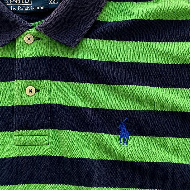 Vintage Polo Ralph Lauren Striped Polo Shirt Green/Navy